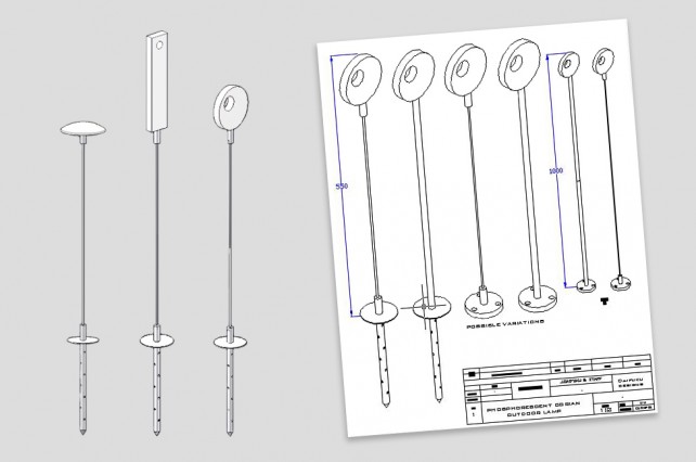 FLUO LAMPS Outdoor CAO Solidworks and Autocad drawings