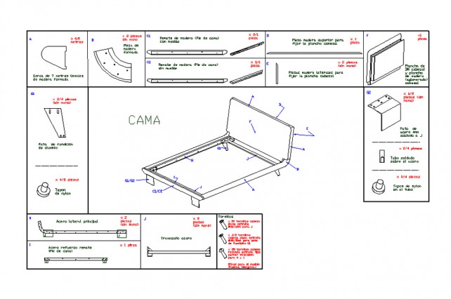 SCARLETT Bed conmponents drawing